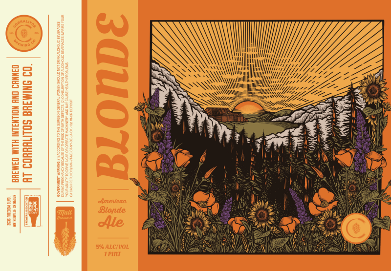 American Blonde Ale Boulder Creek Brewing Company artwork by Nicky Gaston