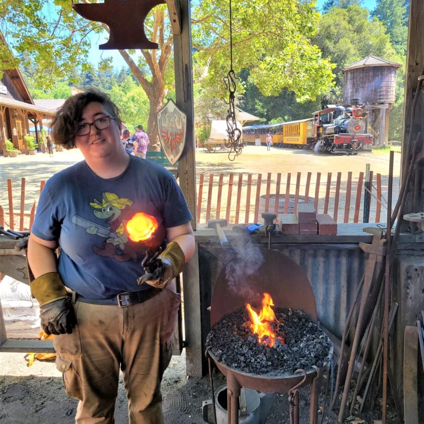 Fire and Steel Local Blacksmith Womans the Forge at Roaring Camp