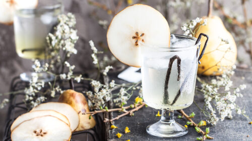 Pear soda collins cocktail