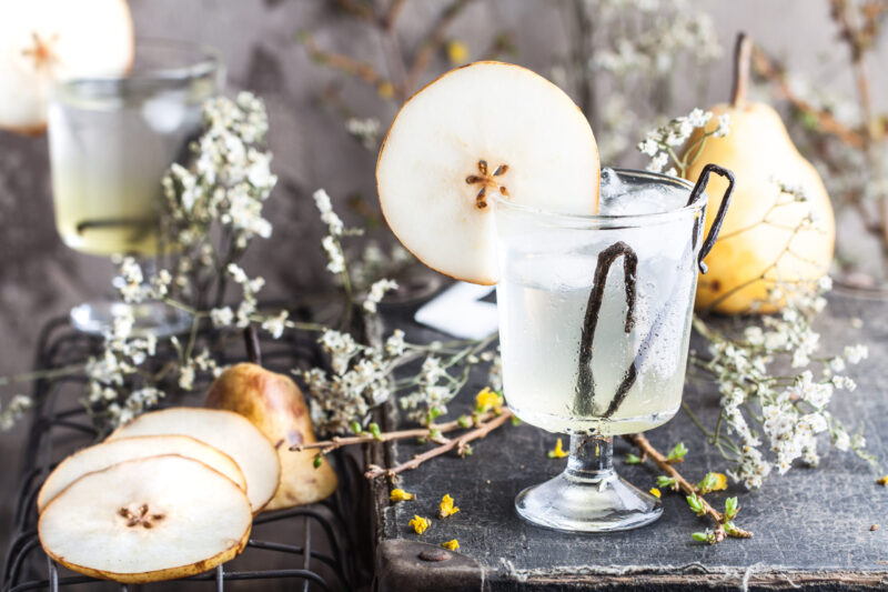 Pear soda collins cocktail