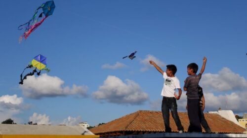 Kids flying kites Guatemala