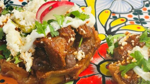 spicy braised oxtail sopes