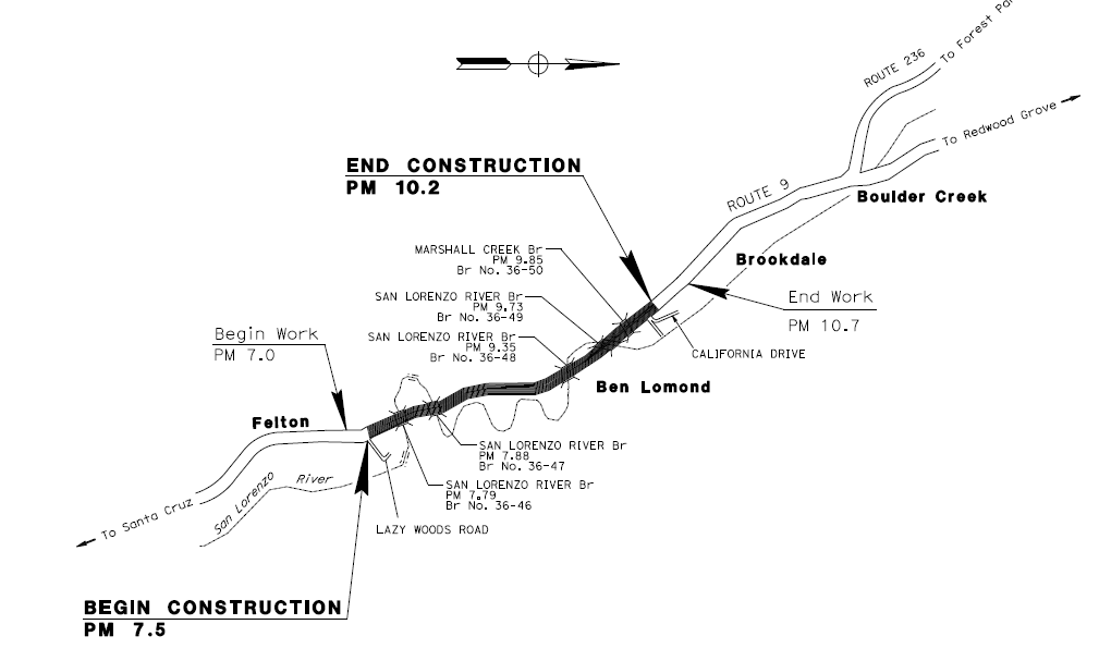 caltrans paving project ben lomond felton