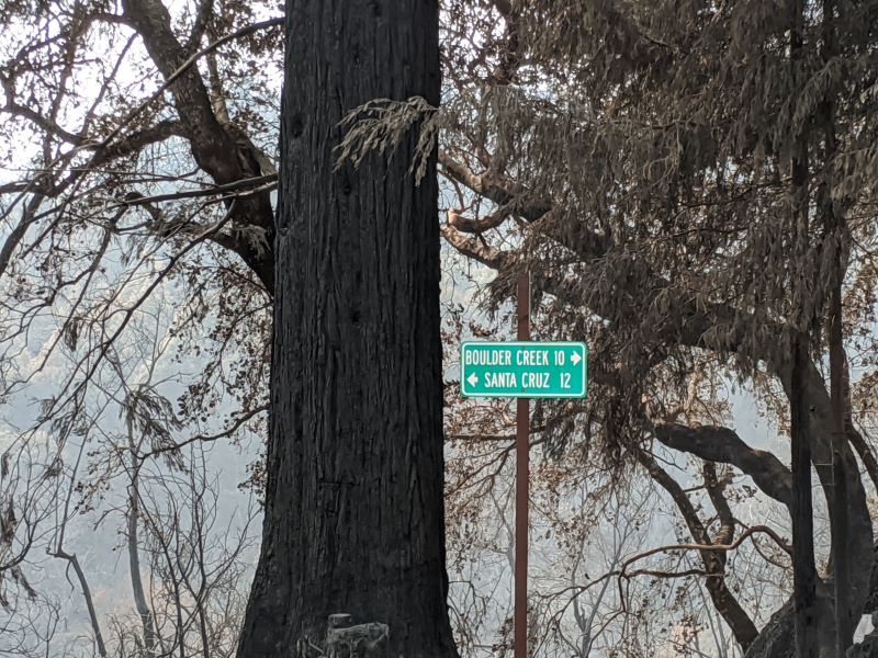 Boulder Creek Santa Cruz CZU fire photo by Mary Andersen