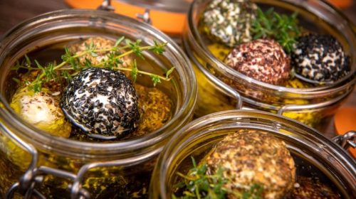 labneh balls in olive oil