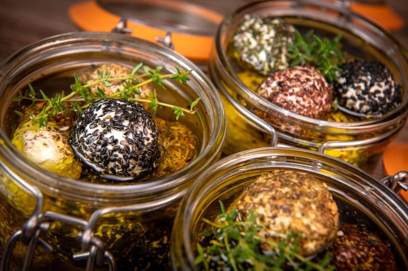 labneh balls in olive oil